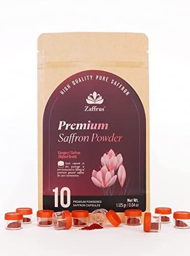 Zaffrus - Premium Saffron Powder for Cooking, Athletes, Specialty Drinks Fans - Pack of 10 (1.125 gr/ .04 oz)